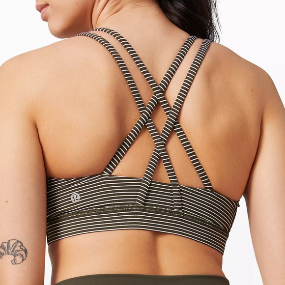 lululemon athletica Other - Energy Bra Sz 6 NWT Hype Stripe Dark Olive White
